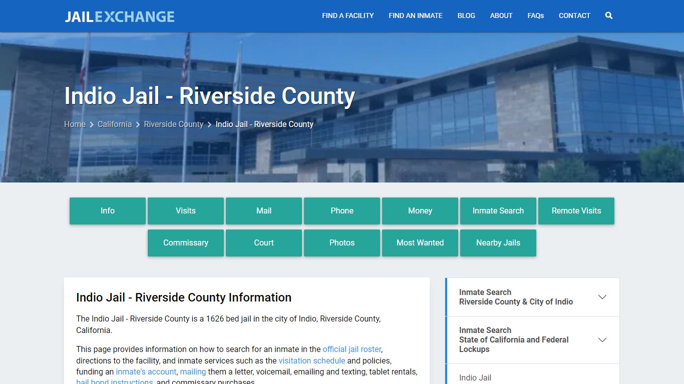Indio Jail - Riverside County, CA Inmate Search, Information
